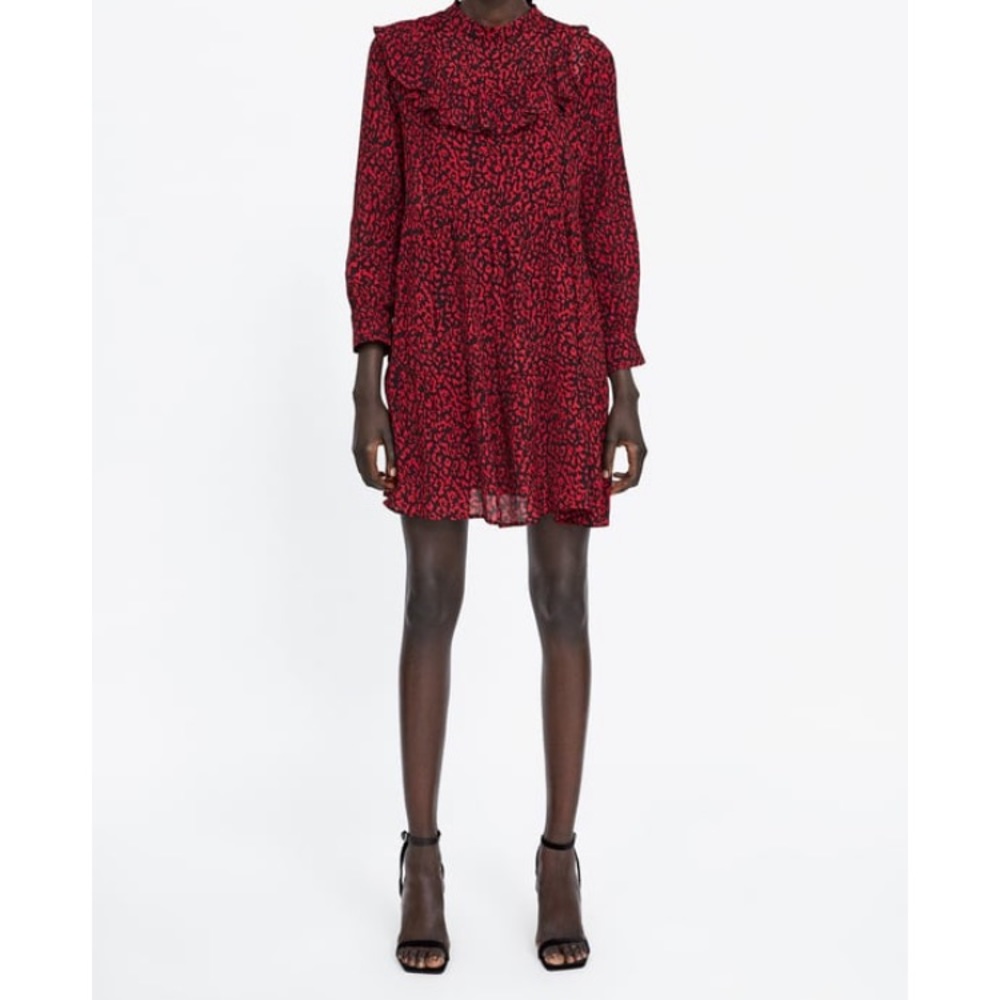 Zara leopard red/navy shift dress